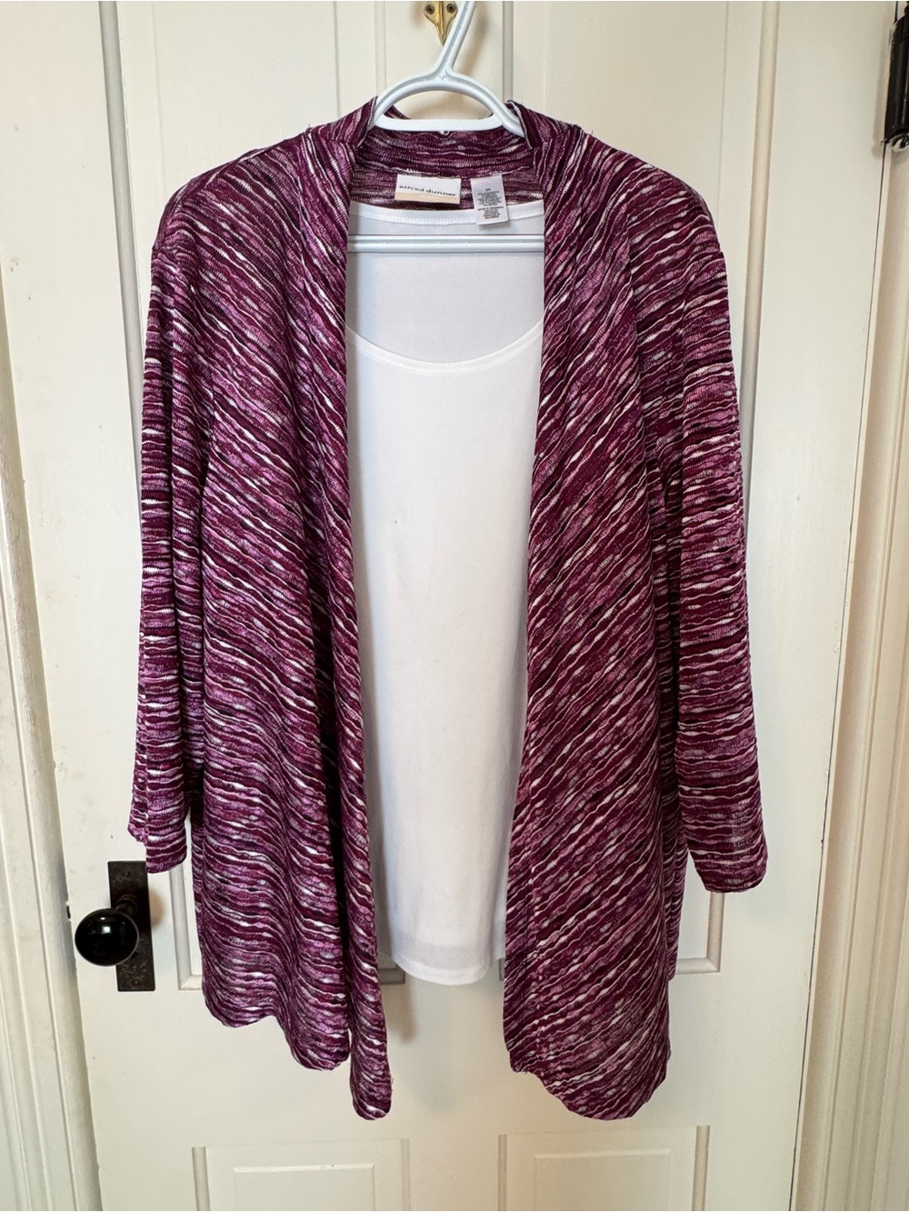 Alfred Dunner Marled Plum Open-Front Cardigan & Tank Women's Size 2X